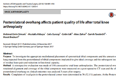 Posterolateral overhang effects Publication by Dr Tarabichi