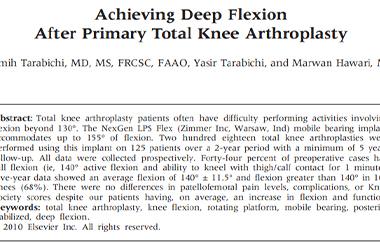 achieving deep flexion publication by Dr Tarabichi