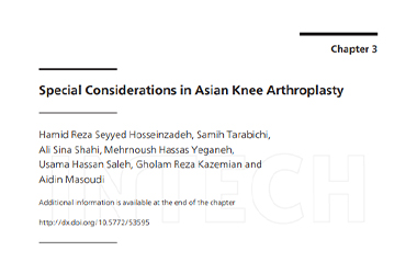 special considerations is Asian knee arthroplasty Publication by Dr Tarabichi